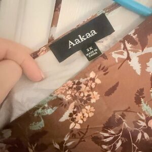 Aakaa Brown Floral Dress with Cream & Mint Print